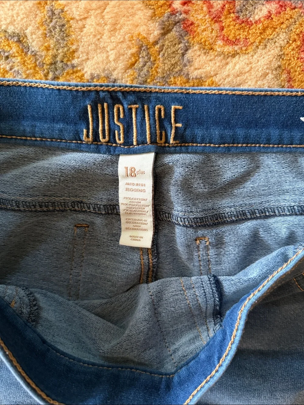 Justice Girls' 2 Piece Bundle Blue Jegging and Black Legging Size 18 20